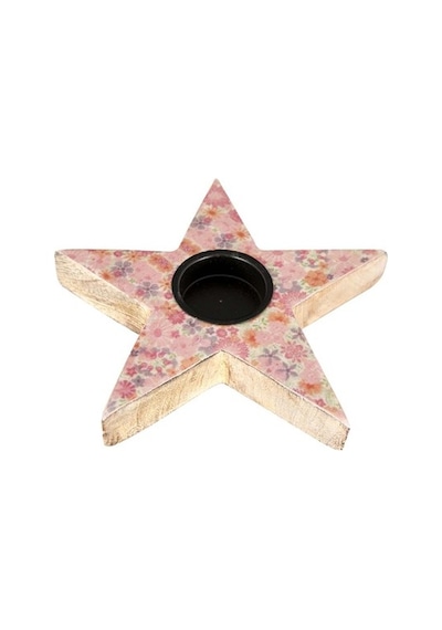 Vitale Şiva Çiçek Desenli Yıldız T-Light Pembe 17X4 CM Ak.Fq0011