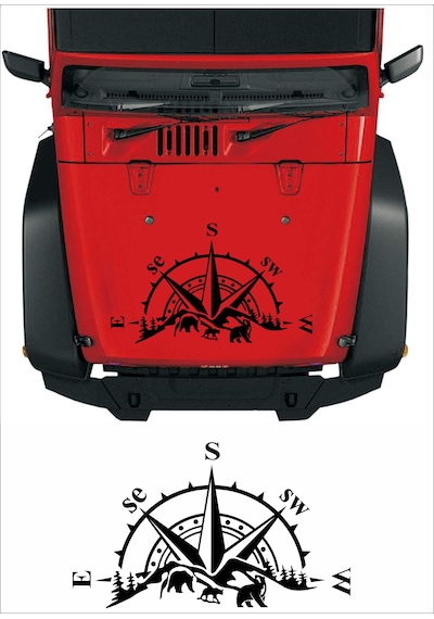 Pusula Dağ Orman Sticker - Adventure 4x4 Off Road Pickup Sticker - Araba Oto Motosiklet Karavan Sticker - 02514 100X60 Cm