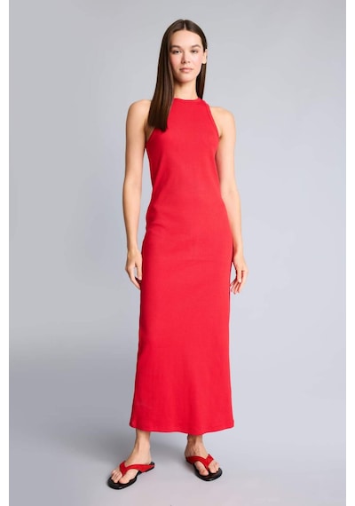 Defacto Bodycon Vücudu Saran Halter Yaka Ribana Kolsuz Kırmızı Midi Elbise H7119ax26smrd59 Kırmızı-rd59