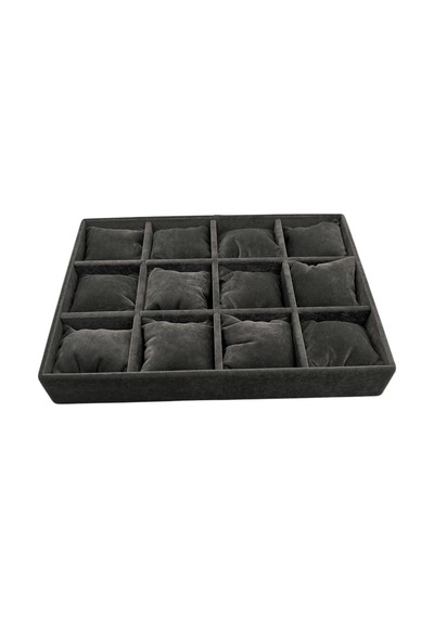 Yerli Üretim Süet Kumaş Füme Renk 34/24 Cm Yastıklı Çekmece Içi Yastıklı Saat Ve Takı Kutusu Çok Renkli