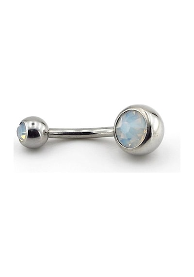 Buz Renk Taşlı Muz Göbek Çelik Piercing P464