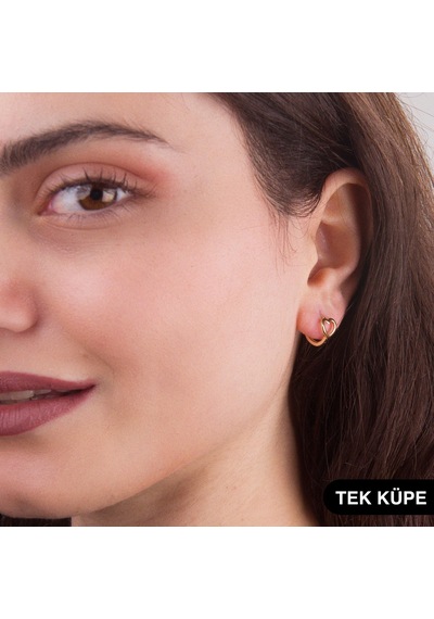 Goldkupe 14 Ayar Minik Tek Kalp Halka Altın Küpe 0,56 Gr-6329