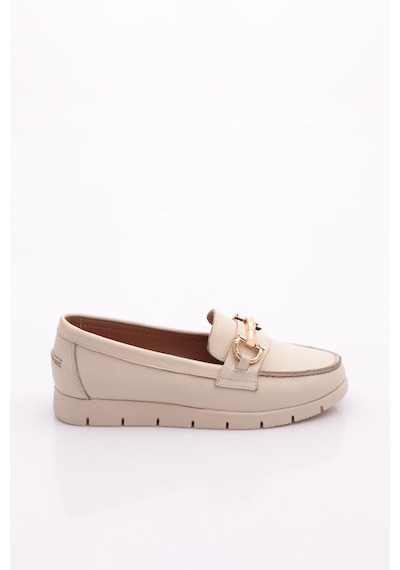 Dgn 5604-2 Kadin Aksesuarli Loafer Ayakkabi Bej Floater