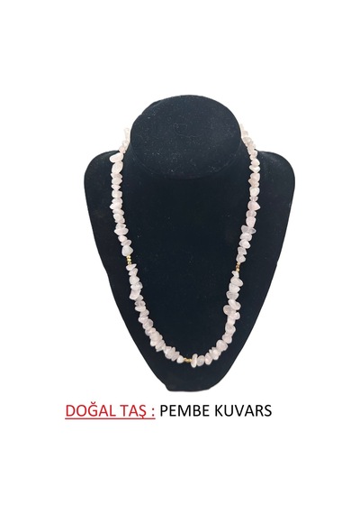 Kırık Doğal Taş Kolye Açık Pembe