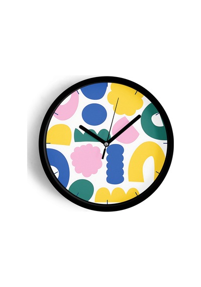 Soyut - Geometrik Temalı Modern Duvar Saati - 25cm - Önü Camlı Siyah Kasa - Sessiz Mekanizma-jh0302 Siyah