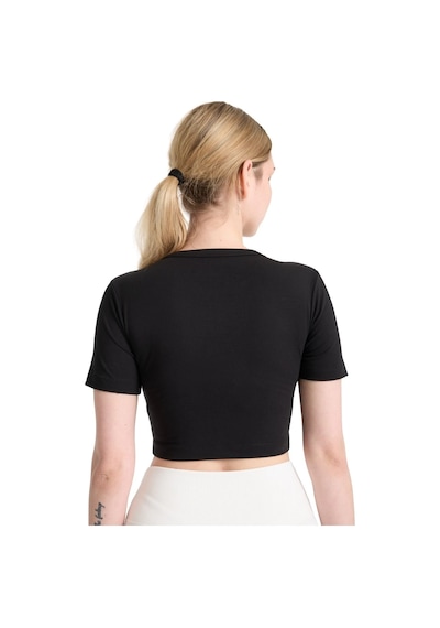 Hnc Sport Kadın Siyah %80 Modal %20 Elastan Kısa Kol Compression Spor Crop - Nefes Alan Ve Esnek Crop