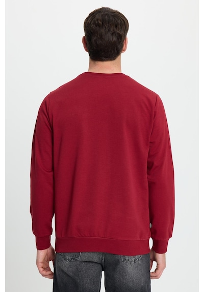 Tudors Erkek Relax Fit Rahat Kesim %100 Pamuk 2 İplik Bisiklet Yaka Bordo Sweatshirt -41523 Bordo