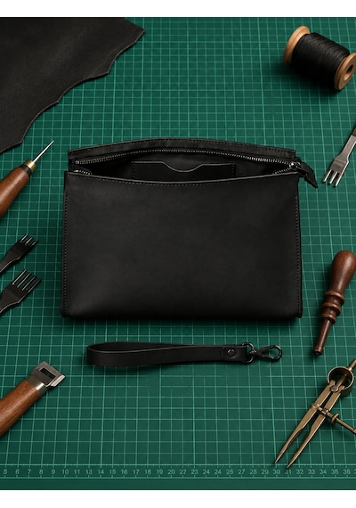 Vintage Leather Craft Hakiki Deri Erkek El Çantası 1091 Sıyah