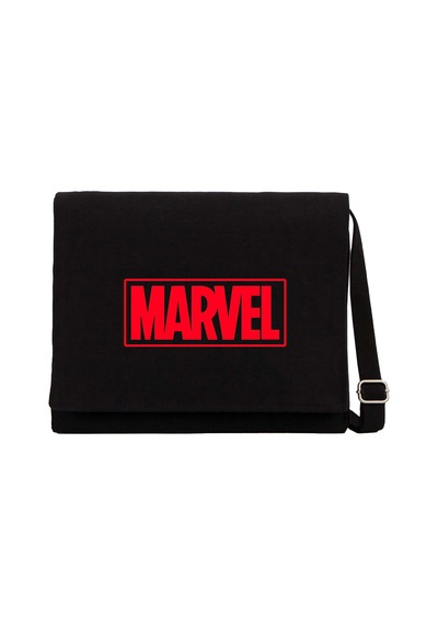 Marvel Logo Siyah Kanvas Postacı Çantası