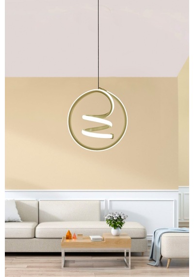 Modern Tekli Sarkıt Led Avize Antre Oda Helezon 3 Renk Ledli Avize Gold Eskitme 3 Renk