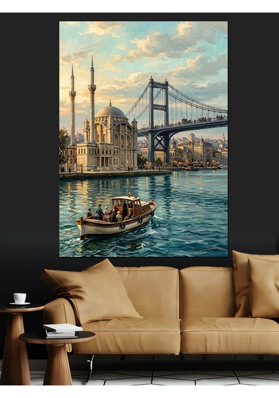 İstanbul Boğazı Ve Tarihi Camii Dekoratif Kanvas - Mdf Ahşap Tablo