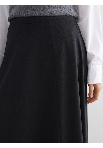 Lcw Modest Siyah Beli Fermuarlı Kloş Etek