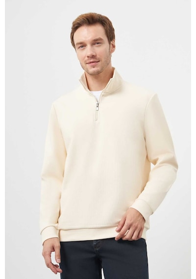 Morven Erkek Ekru Fermuarlı Bato Yaka Sweat-shirt 25ks063001454 Ekru Ekru