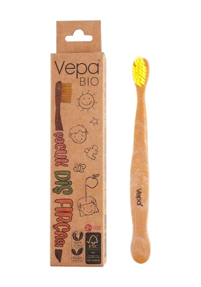 Vepa Bio Ahşap Çocuk Diş Fırçası Kraft Kutu Açık Ahşap