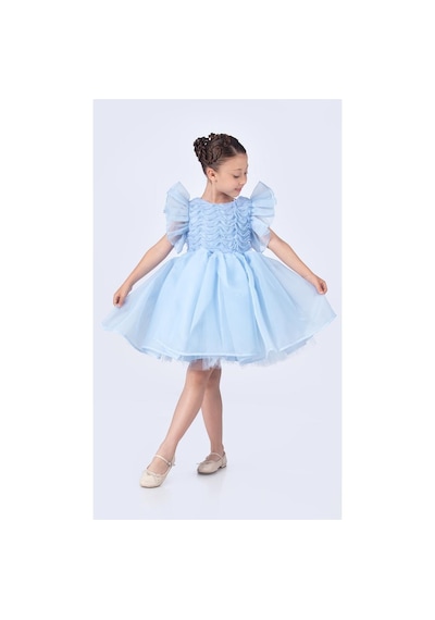 Mnk Baby & Kids Maronia Kız Çocuk Prenses Model Abiye Elbise - Pembe M00746 Mavi
