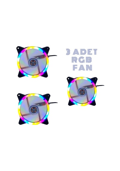 3'lü Set 120 MM Rainbow Rgb Kasa Fanı 12 CM Renkli Gökkuşağı Fanı