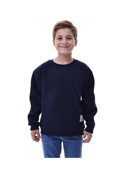 Erkek Çocuk Sweatshirt %100 Pamuk Rahat Kalıp 5-10 Yaş Lacivert