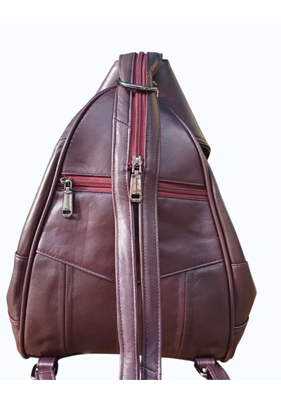 Durush Collection Hakiki Deri, Tasarım El İşlemesi Çiçekli Bordo Sırt Çantası