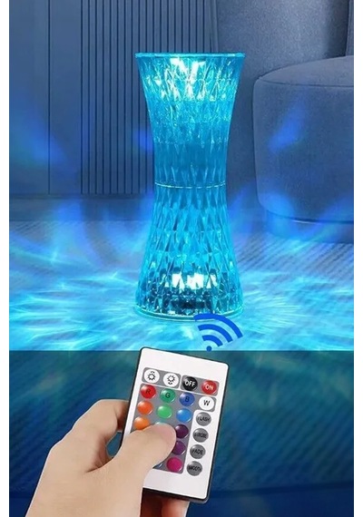 Thentech Masaüstü Şarjlı Dokunmatik Kristal Görünümlü Led Işık 16 Renkli Dekoratif Led Romantik Anlar Işığı Beyaz