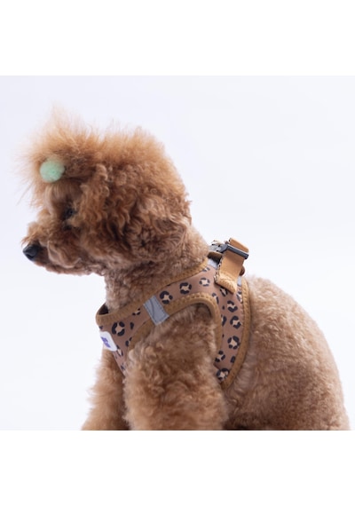 Wild Elegance Göğüs Tasması Ve Sevk Kayışı Tasma Seti Leopar Kedi Köpek Göğüs Tasması Seti Kahverengi