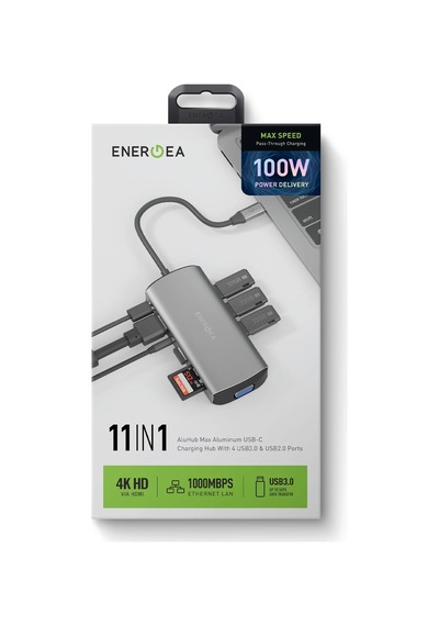 Aluhub Max 100w Type-c Pd Şarj Destekli 11in1 4k Hub Dönüştürücü - Koyu Gri