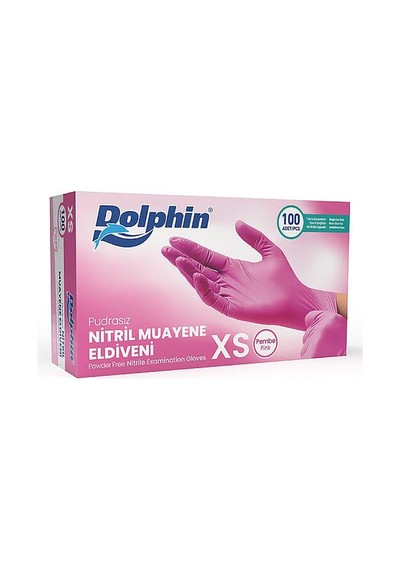 Dolphin Pembe Nitril Eldiven Pudrasız Xs 100'lü Paket