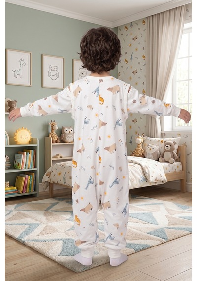 Baby Mod Bebek Çocuk Uyku Tulumu %100 Doğal Pamuk Özel Kumaş 1.0 Tog Unisex Beyaz