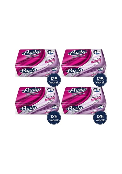 Papia Platinum Pratik Mendil 125 Yaprak 4 Katlı 500 Yaprak