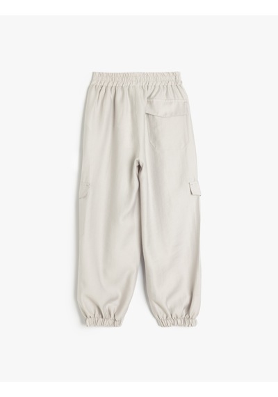 Koton Cep Detaylı Beli Lastikli Kargo Jogger Pantolon Gri 5wkg40082aw Gri