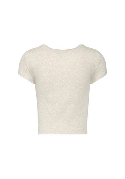 Calvin Klein A- Woven Label 2x2 Rıb Baby Tee Gri Kadın T-shirt