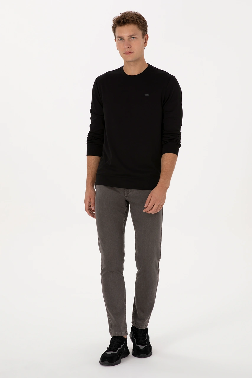 U.S. Polo Assn. Erkek Regular Fit Bisiklet Yaka Siyah Sweatshirt 50315483-VR046
