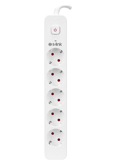 S-link Spg501s 1.5m 1.5mm 100% Bakır 750 Joule 5 Li Anahtarlı Akım Korumalı Priz
