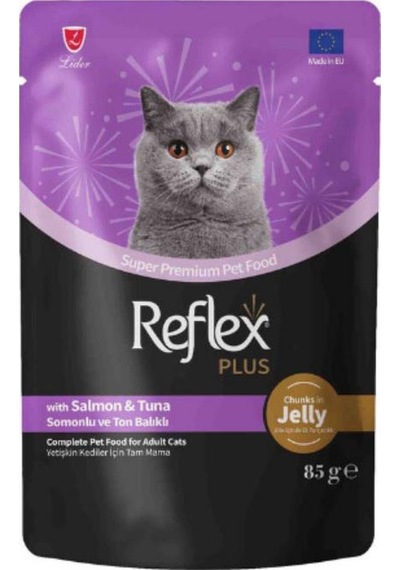 Reflex Plus Jöle İçinde Somonlu Ve Ton Balıklı Yetişkin Kedi Konservesi 85 Gr