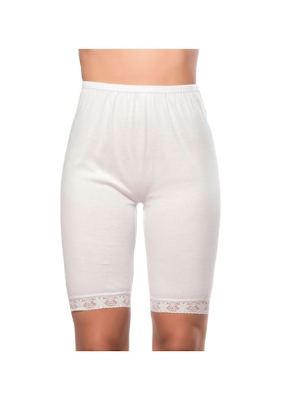 Özkan Underwear Özkan 0114 3'lü Paket Kadın %100 Pamuklu Ağlı Model Ribana Esnek Rahat Kalıp Yumuşak Paçalı Diz Üstü Kısa Tayt Beyaz