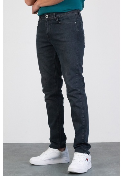 HLT Jeans Erkek Füme Antrasit Taşlamalı Slim Fit Likralı Jean Kot Pantolon James