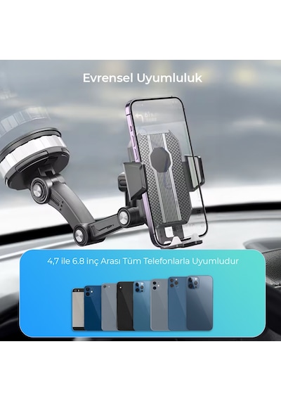 Kingma 360 Dönebilen Vakumlu Torpido Ve Cam İçin Araç Içi Telefon Tutucu -