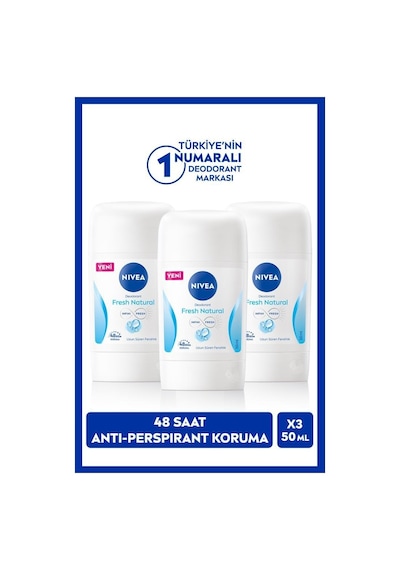 Nivea Fresh Natural 48 Saat Kadın Stick Deodorant 3 x 50 ML
