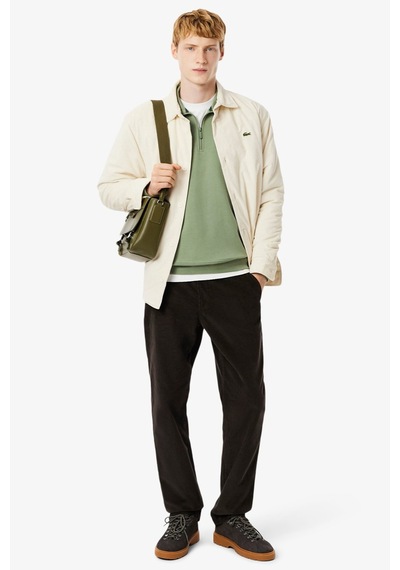 Lacoste Zip-up Fleece Sweatshirt Green Fermuarlı Dik Yaka Pamuklu Erkek Sweatshirt Yeşil