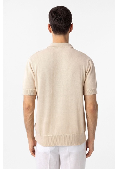 Antioch 100% Pamuk Polo Yaka Triko T-shirt Taş