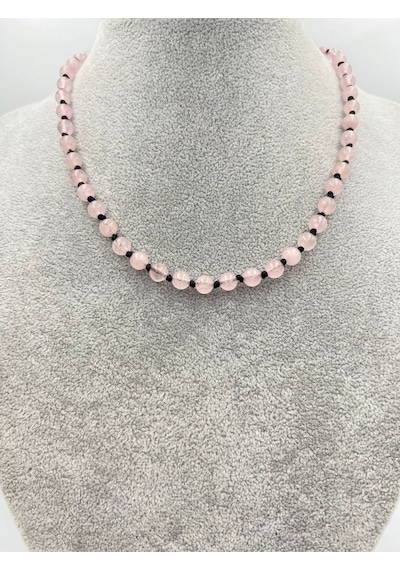 Sertifikalı Doğal Taş Pembe Kuvars Taşı Kolye Aaa Kalite 6mm Çok REnkli