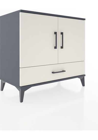 Hyperion Şifonyer 3 Raflı Tek Çekmeceli 2 Kapaklı 88x44x80 Antrasit-aytaşı Antrasit