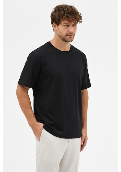 Goffra Erkek Premium Kalite Yoğun Dokulu Pamuklu T-shirt Siyah M101-r0220-02 Siyah