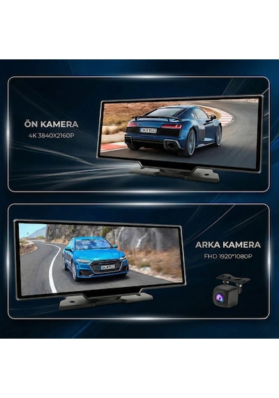 Embatech 10.26 İnç Carplay Ve Android Auto Destekli 4k Ön Arka Çift Kameralı Tak Çalıştır Araç Multimedya Ekranı 10.25"