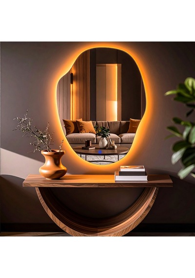 Doravia Amber Led'li Lavabo & Banyo Aynası Dokunmatik Sensörlü 100 X 75 Cm Turuncu