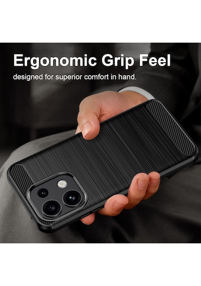 Caseonn Oppo Reno16 F 5g Kılıf Karbon Fiber Desenli Koruyucu Arka Kapak Siyah