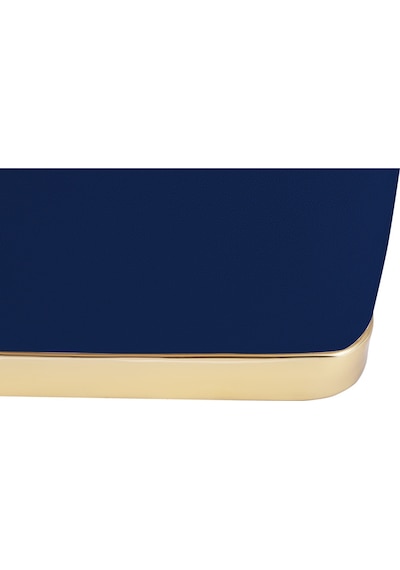 Zengo Gold Twin Line Kare Puf -mavi Kumaş, Dekoratif Makyaj Masası Pufu-modern Style
