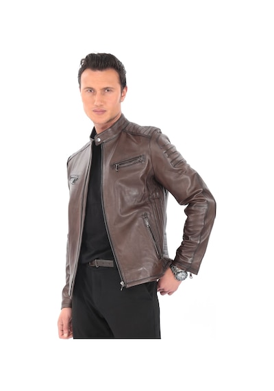 Newzaya Hakiki Deri Erkek Ceket Klasik Şıklıkla Buluşan Modern Stil Kahverengi