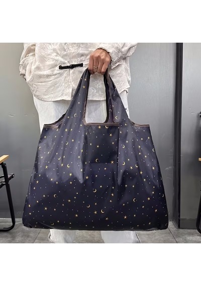 My Balli Store Büyük Boy Alışveriş Ve Pazar Çantası, Dayanıklı Polyester Omuz Tote Çanta Ay Desenli