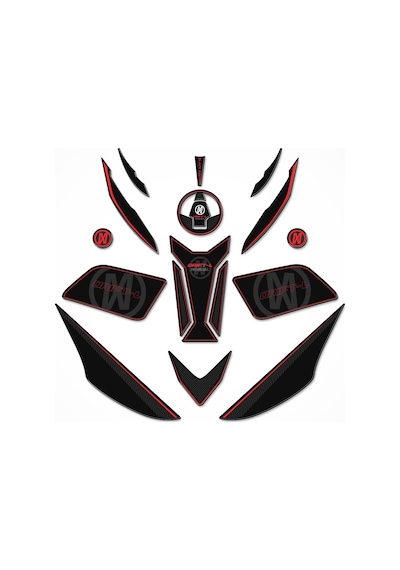Mondial Drift L Full Tank Pad Set Siyah - Kırmızı