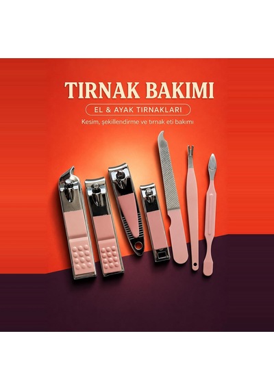 Lexroo 14 Parça Manikür Pedikür Seti Pembe Çantalı Tırnak Kulak Kaş El Ayak Kişisel Bakım Paslanmaz